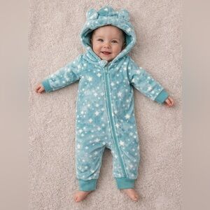 Cat & Jack Blue Green Star Patterned Open-Footie